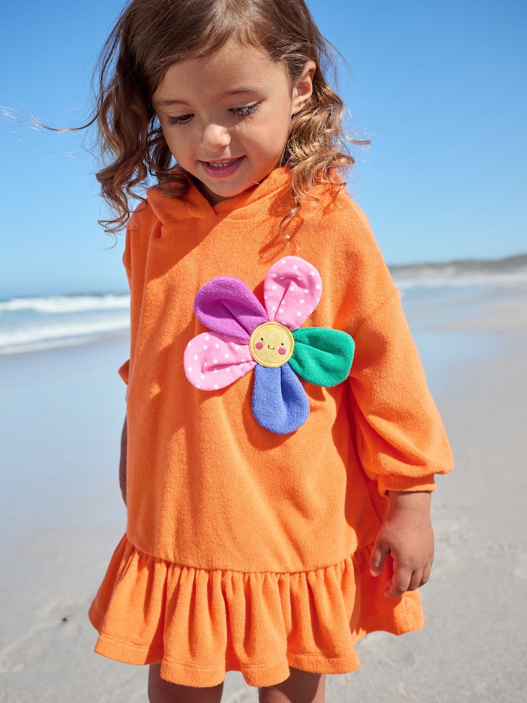 Orange Flower Towelling Hoodie (3mths-8yrs) - Image 2 of 3