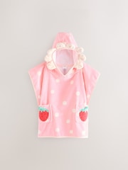 Pink Strawberry Towelling 100% Cotton Poncho (9mths-10yrs) - Image 5 of 8