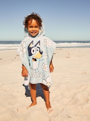 Blue Flower Print Bluey License Towelling Poncho (3-6yrs) - Image 1 of 7