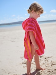 Red/Pink Reversible Towelling 100% Cotton Poncho (9mths-10yrs) - Image 2 of 5