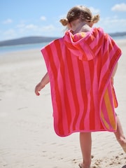 Red/Pink Reversible Towelling 100% Cotton Poncho (9mths-10yrs) - Image 3 of 5