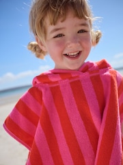 Red/Pink Reversible Towelling 100% Cotton Poncho (9mths-10yrs) - Image 5 of 5