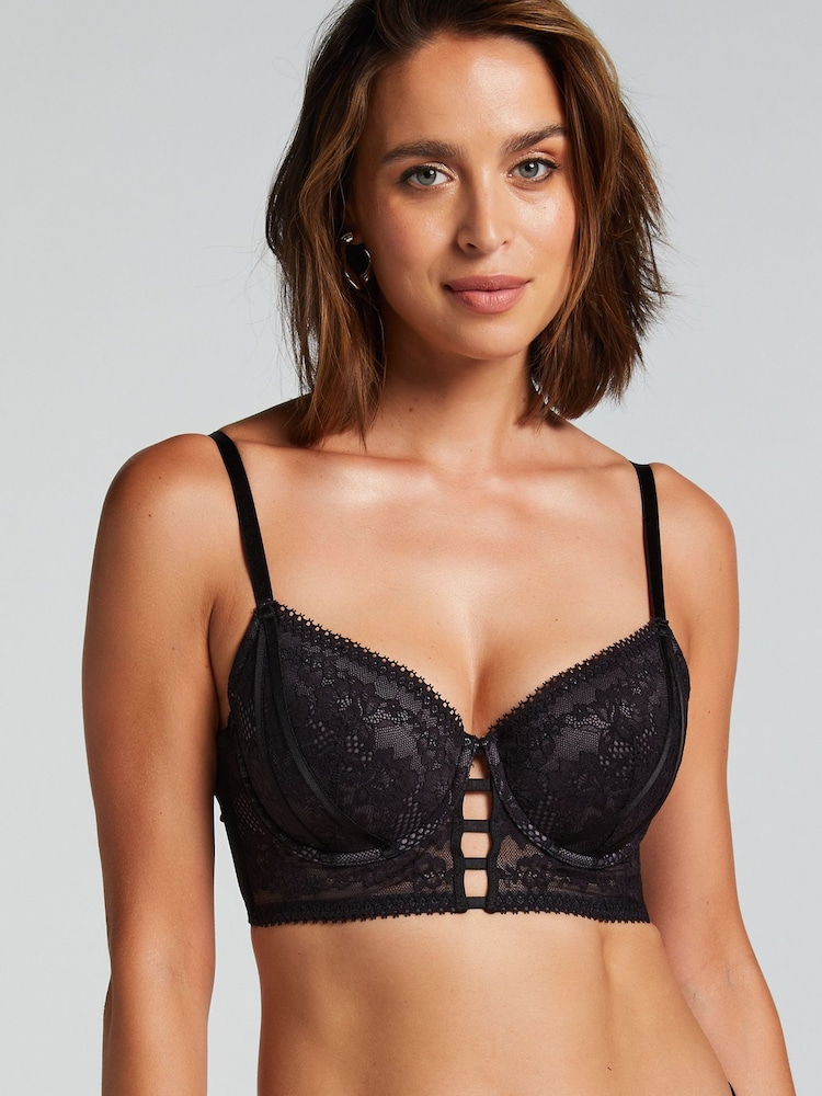 Hunkemöller Vera Padded Longline Underwired Black Bra - Image 1 of 4