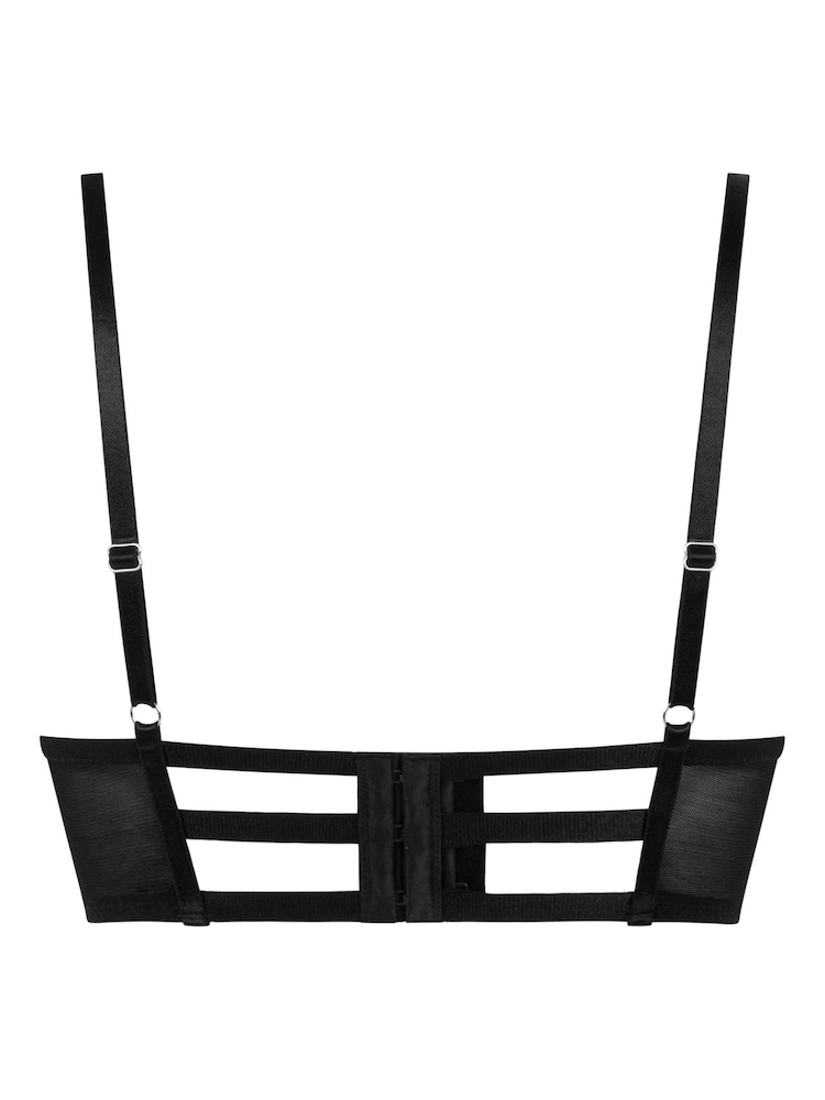 Hunkemöller Vera Padded Longline Underwired Black Bra - Image 4 of 4