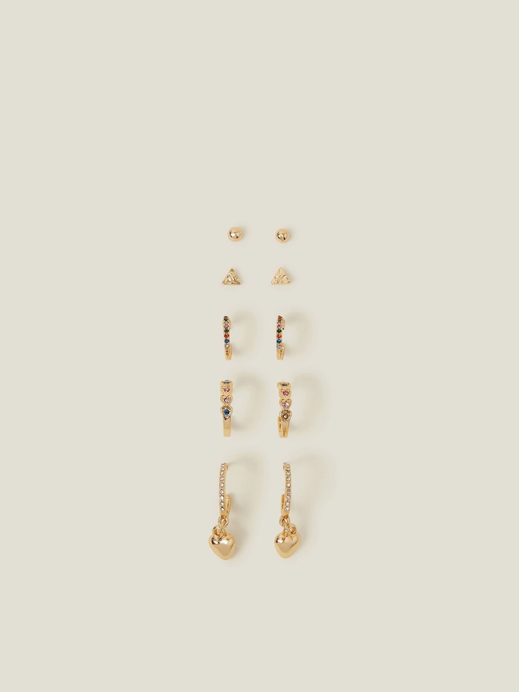 Accessorize Black Heart Gemstone Stud and Hoop Earrings 10 Pack - Image 2 of 4 Accessorize Black Heart Gemstone Stud and Hoop Earrings 10 Pack - Image 2 of 4