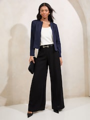 Lipsy Navy Cropped Collarless Blazer - Image 3 of 4