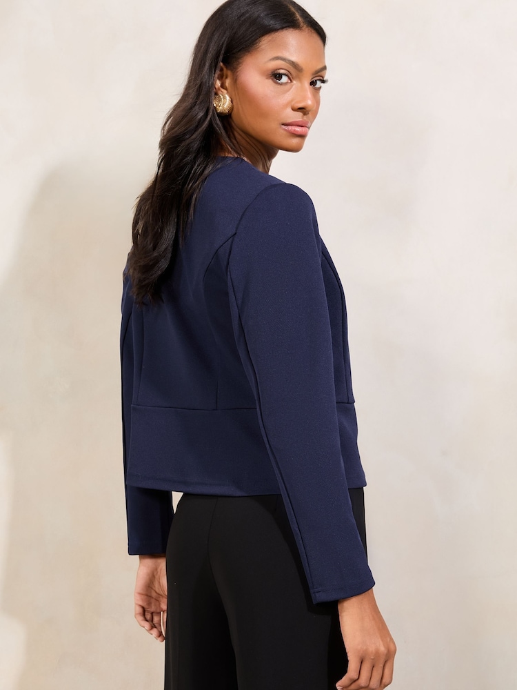 Lipsy Navy Cropped Collarless Blazer - Image 4 of 4