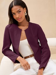 Lipsy Purple Cropped Collarless Blazer - Image 2 of 5
