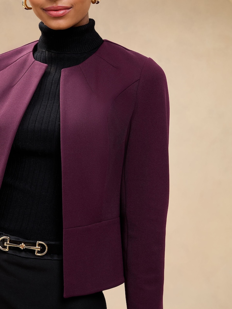 Lipsy Purple Cropped Collarless Blazer - Image 2 of 5