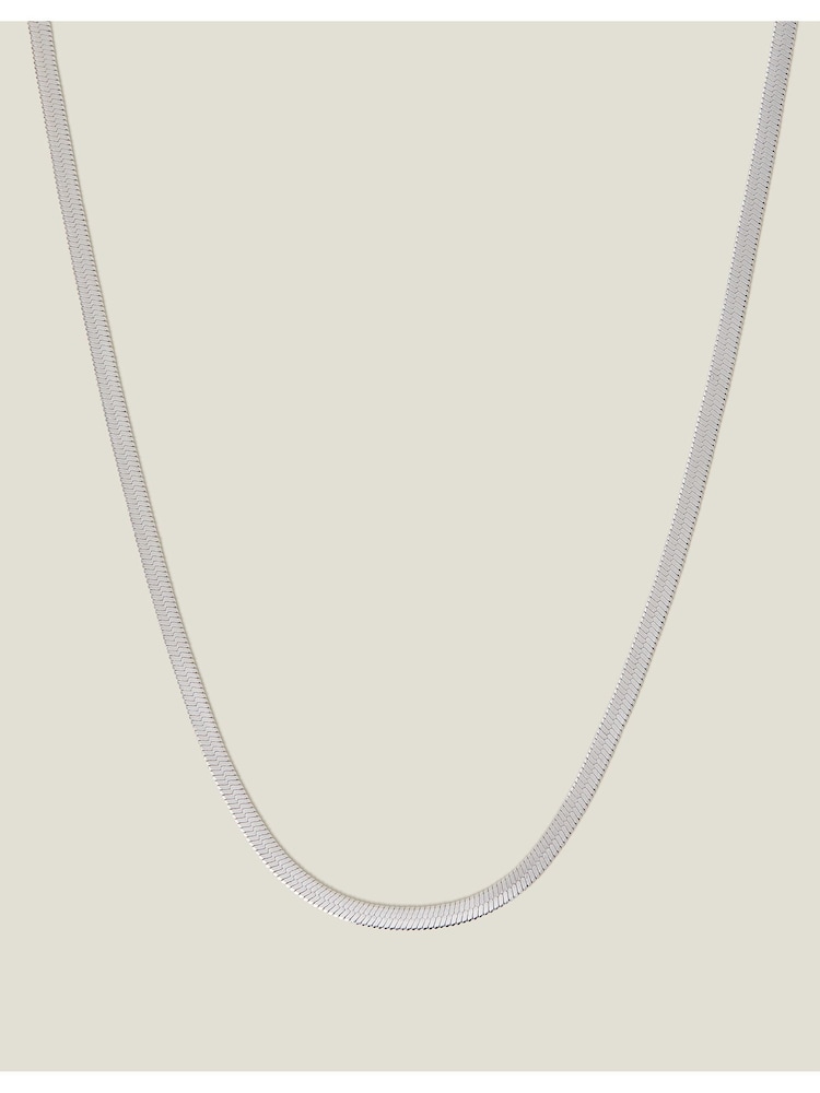 Accessorize Silver Tone Platinum-Coated Stainless Steel Omega Chain Necklace - Image 2 of 3
