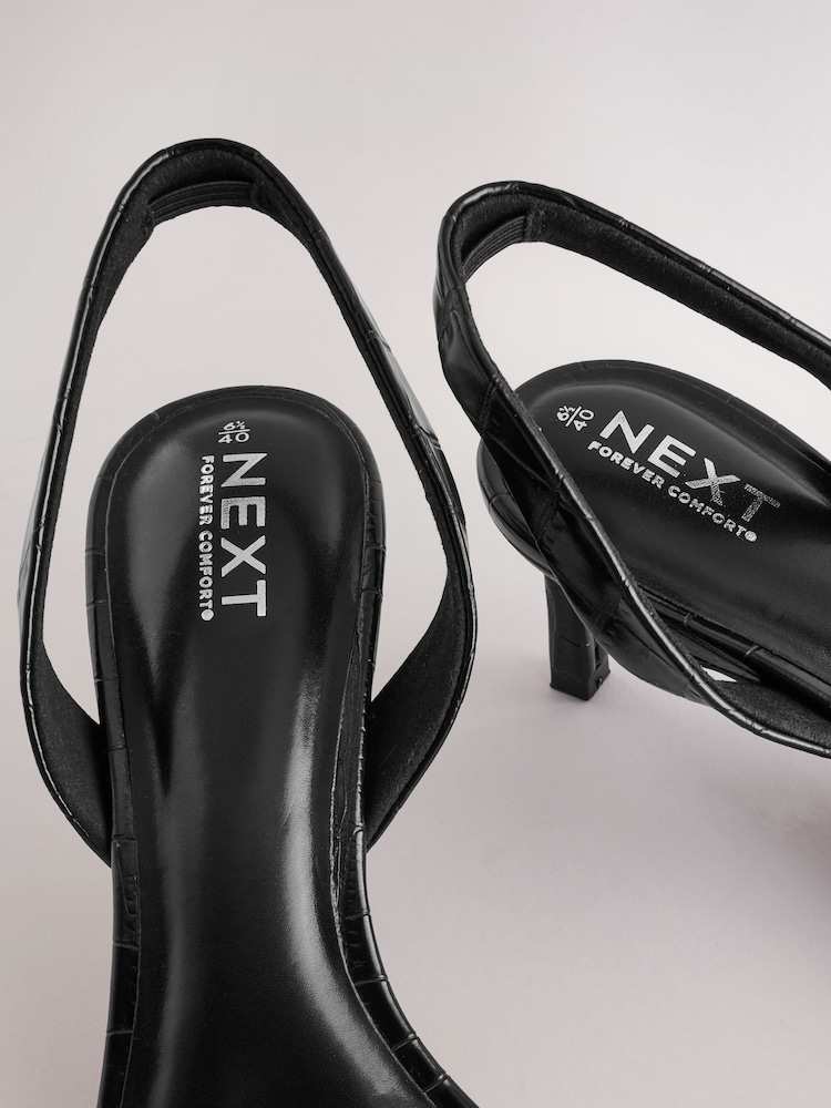 Black Forever Comfort® Square Toe Simple Slingback Sandals - Image 6 of 6