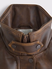 Abercrombie & Fitch Brown Funnel Neck Distressed Bomber Jacket - Image 10 of 10