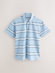 Blue Stripe/Ecru/Red Regular Fit Short Sleeve Jersey Polo Shirts 3 Pack - Image 10 of 12
