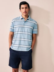 Blue Stripe/Ecru/Red Regular Fit Short Sleeve Jersey Polo Shirts 3 Pack - Image 4 of 12