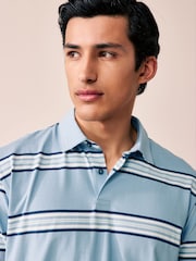 Blue Stripe/Ecru/Red Regular Fit Short Sleeve Jersey Polo Shirts 3 Pack - Image 7 of 12
