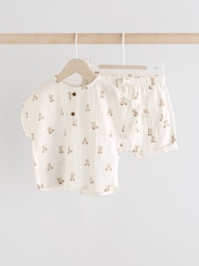 Neutral Bear Print Top and Shorts Baby Set (0mths-3yrs) - Image 1 of 12