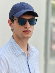 Bleu marine - Casquette texturée en seersucker - Image 1 of 1