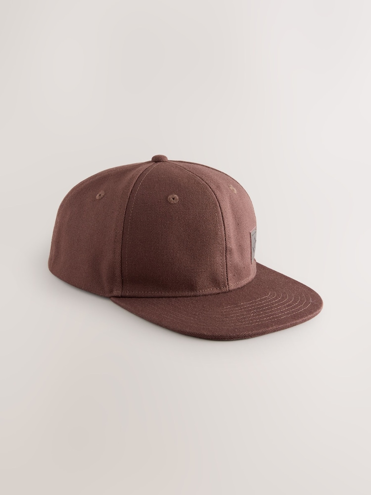 Chocolate Brown Canvas Flat Brim Cap - Image 1 of 3
