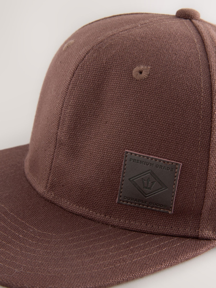 Chocolate Brown Canvas Flat Brim Cap - Image 2 of 3