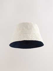 Khaki Green/Navy Blue Linen Reversible Bucket Hat 2 Pack - Image 2 of 4