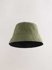 Khaki Green/Navy Blue Linen Reversible Bucket Hat 2 Pack - Image 3 of 4
