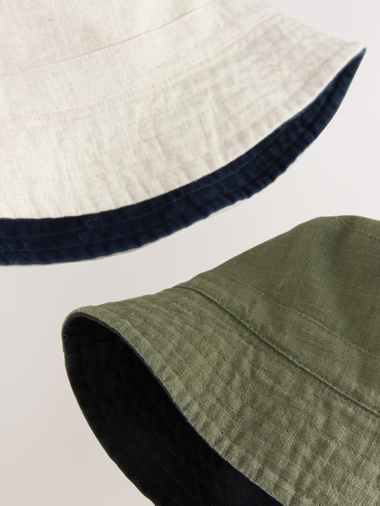 Зеленый хаки/темно-синий - Linen Reversible Bucket Hat 2 Pack - Изображение 4 из 4 Зеленый хаки/темно-синий - Linen Reversible Bucket Hat 2 Pack - Изображение 4 из 4