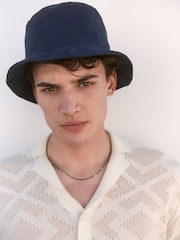 Bleu marine - Seersucker Texture Bucket 100% Cotton Hat - Image 1 de 4