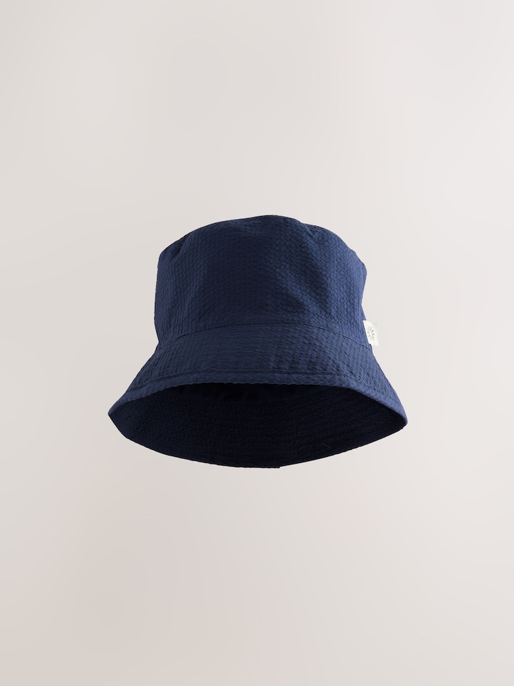 Bleu marine - Seersucker Texture Bucket 100% Cotton Hat - Image 2 de 4