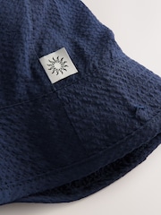 Bleu marine - Seersucker Texture Bucket 100% Cotton Hat - Image 3 de 4