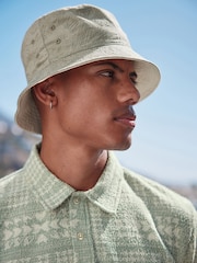 Neutral Stone Reversible Embroidery Bucket 100% Cotton Hat - Image 2 of 5
