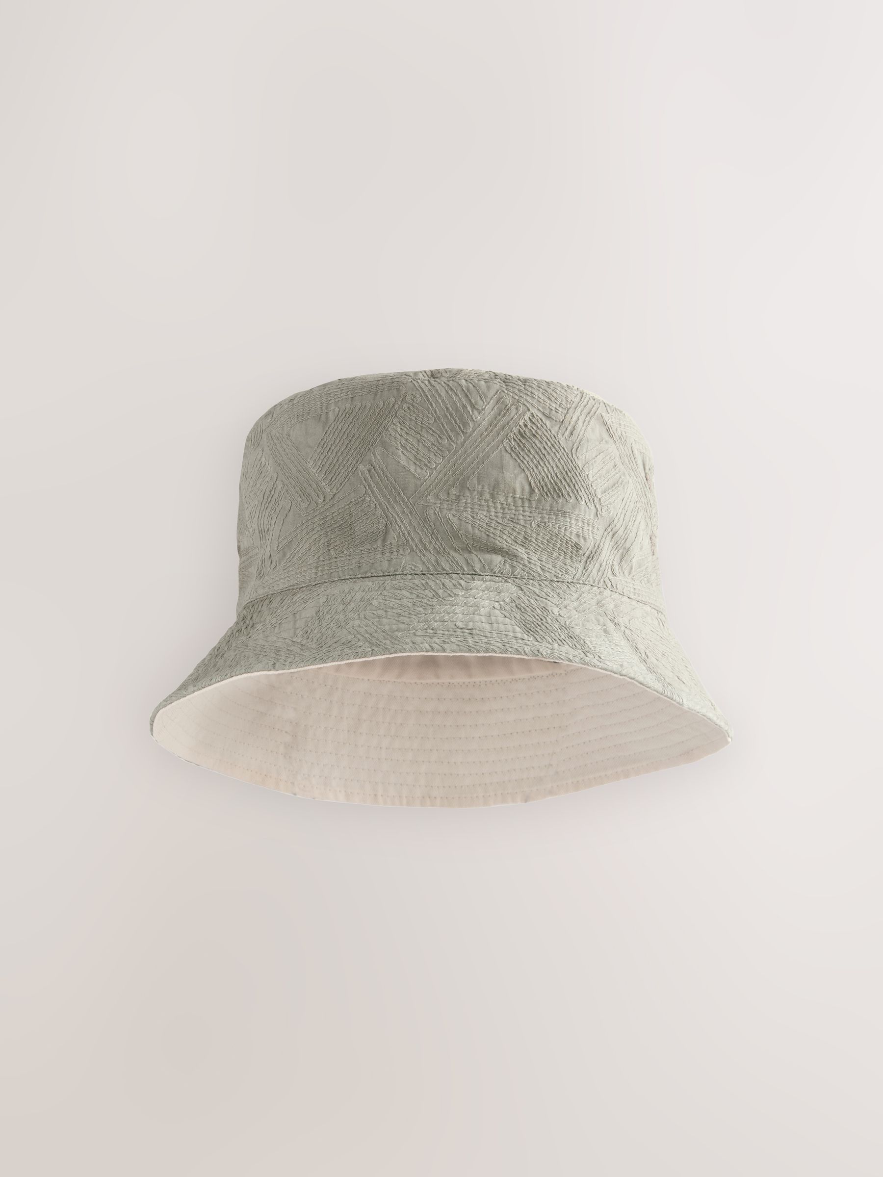 Buy Neutral Stone Reversible Embroidery Bucket 100% Cotton Hat