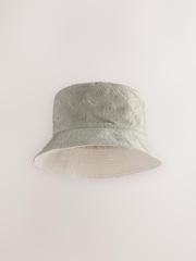Neutral Stone Reversible Embroidery Bucket 100% Cotton Hat - Image 3 of 5