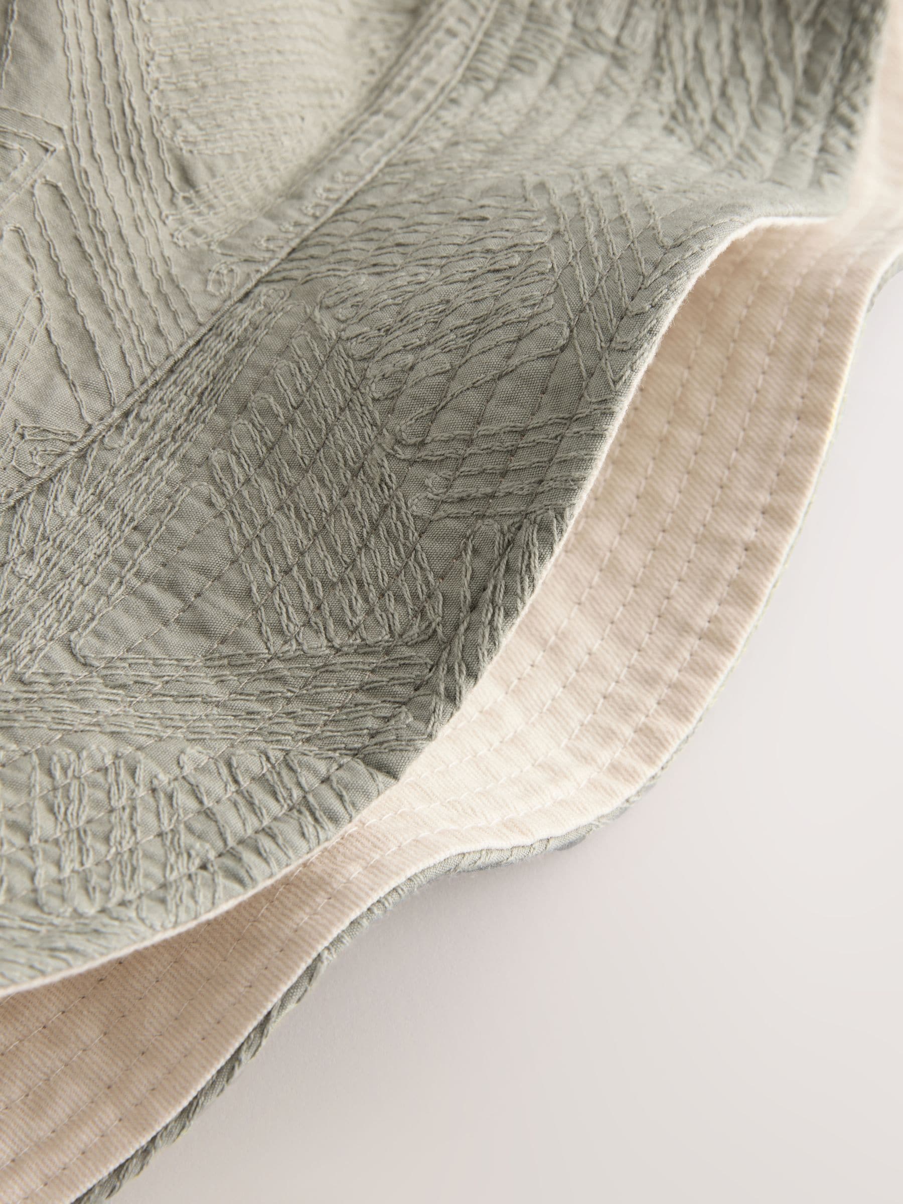 Buy Neutral Stone Reversible Embroidery Bucket 100% Cotton Hat