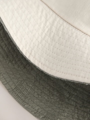 Neutral Stone Reversible Embroidery Bucket 100% Cotton Hat - Image 5 of 5