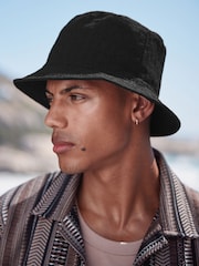Черный - Reversible Broderie Bucket 100% Cotton Hat - Изображение 2 из 6