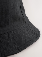 Черный - Reversible Broderie Bucket 100% Cotton Hat - Изображение 5 из 6