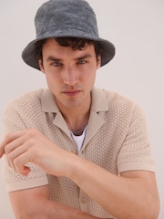 Сине-зеленый - Reversible Embroidery Bucket 100% Cotton Hat - Изображение 1 из 4