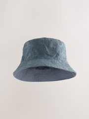 Сине-зеленый - Reversible Embroidery Bucket 100% Cotton Hat - Изображение 2 из 4