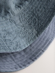 Сине-зеленый - Reversible Embroidery Bucket 100% Cotton Hat - Изображение 3 из 4