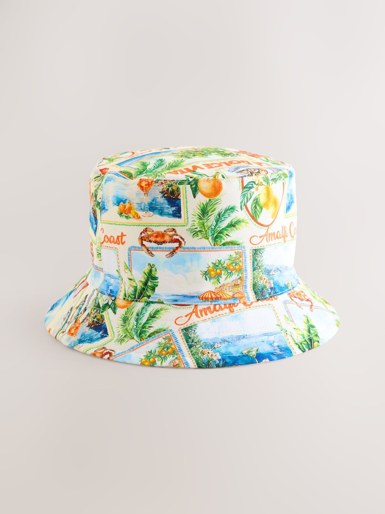 Multicolor - Reversible Vacation Print 100% Cotton Bucket Hat - Imagen 1 de 3