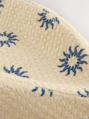 White Woven Sun Print Trilby Hat - Image 2 of 3