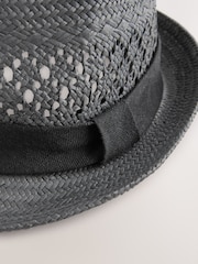 Black Woven Trilby Hat - Image 3 of 4