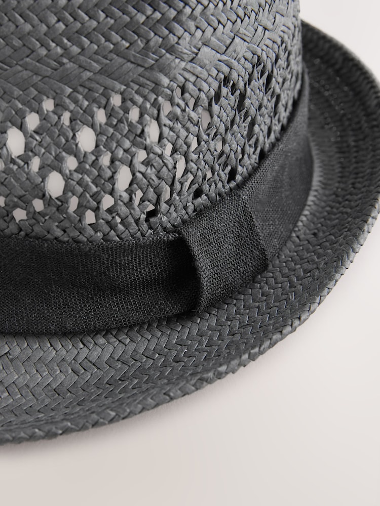 Black Woven Trilby Hat - Image 3 of 3