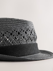 Black Woven Trilby Hat - Image 4 of 4