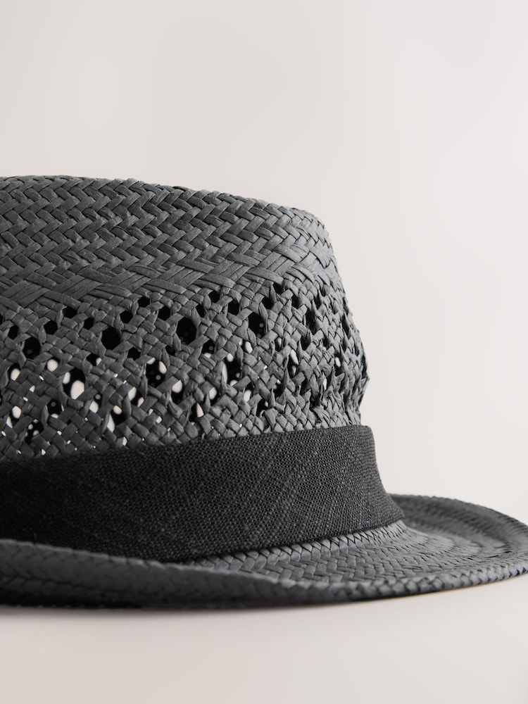 Black Woven Trilby Hat - Image 4 of 4
