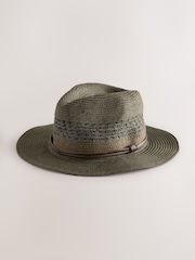Khaki Green Panama Style Straw Hat - Image 1 of 3