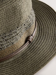 Khaki Green Panama Style Straw Hat - Image 2 of 3