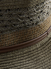 Khaki Green Panama Style Straw Hat - Image 3 of 3