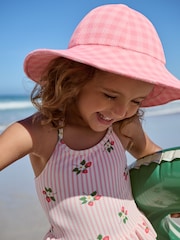 Pink Check Swim Hat (3mths-10yrs) - Image 1 of 3
