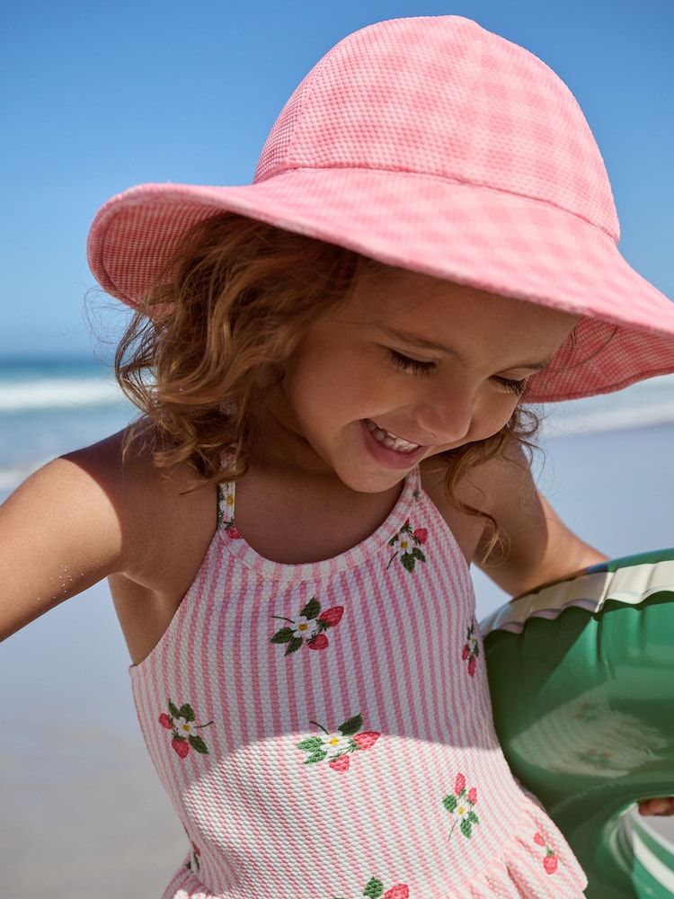 Pink Check Swim Hat (3mths-10yrs) - Image 1 of 3